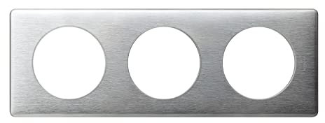 LEGRAND - Plaque Céliane - Plaque de Finition pour Prises Céliane - 3 Postes - Métal Aluminium