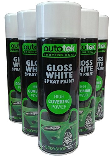 Autotek (PACK OF 2) White Gloss Spray Paint 500ml Acrylic Fast Drying Hard Tough Finish