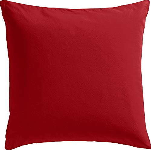 REDBEST Kissenhülle, Kissenbezug Uni Seattle, 100% Baumwolle rot Größe 40x40 cm - Robustes, glattes Gewebe, mit praktischem Reißverschluss