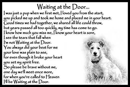 Jack Russell Terrier Dog Bereavement pet Memorial Flexible Fridge Magnet - Waiting at The Door