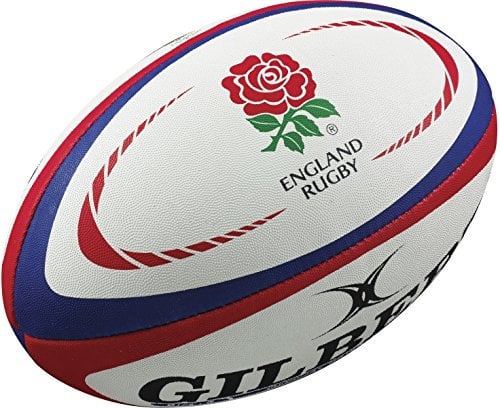 Gilbert England Rugby Replica Ball - White/Red, Size 4