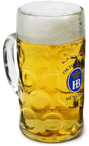 Hofbräuhaus Oktoberfest Stein Glasses – 1 Litre (35 oz) Case of 6 Heavyweight German Beer Tankards with Handle & Logo – Bulk Party/Event Pack