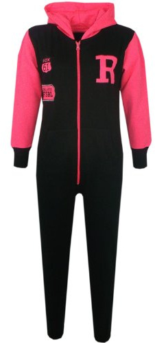 A2Z 4 Kids Girls Boys Varsity Baseball Hooded Onesie Fleece All In One Jumpsuit Age 5-13 Years