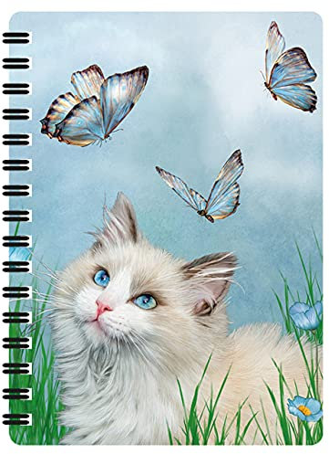3D LiveLife Jotter - Ragdoll & Schmetterlinge von Deluxebase. Linsenförmiges 3D Cat A6 Spiralblock. Liniertes Notizbuch mit Kunstwerken, lizenziert von der bekannten Künstlerin Carol Cavalaris