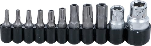 BGS 786 | Bit-Satz | T-Profil (für Torx) mit Bohrung | 11-tlg. | Antrieb Außensechskant 6,3 mm (1/4) / 10 mm (3/8) | Chrom-Vanadium-Stahl