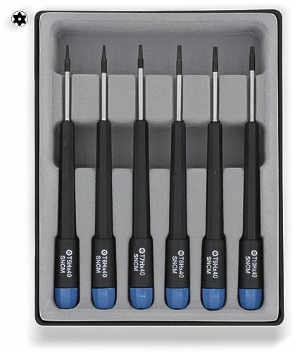 Donau Elektronik 280-68 T-Profil Schraubendrehersatz mit Bohrung, 6-teilig, Mehrfarbig