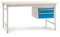 Manuflex BB5287.7035 Arbeitstisch mit Zwischenplatte 1500 x 800 x 780 mm Kunststoffplatte mit Schubladen RAL7035 grau ch