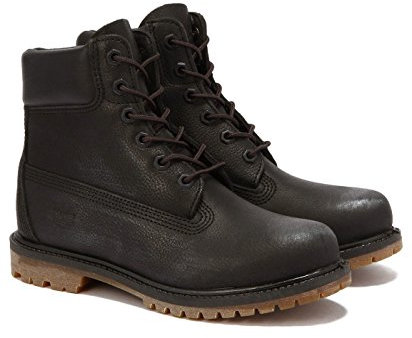 Timberland Boots 6 inch Premium Jet Black Rugged-Silver Metallic Finish (8555B) 38 Schwarz