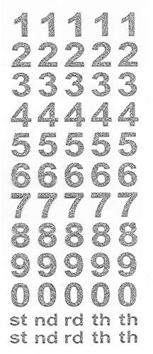 15mm Bold Silver Glitter Self Adhesive Sticker Numbers Craft Embellishment