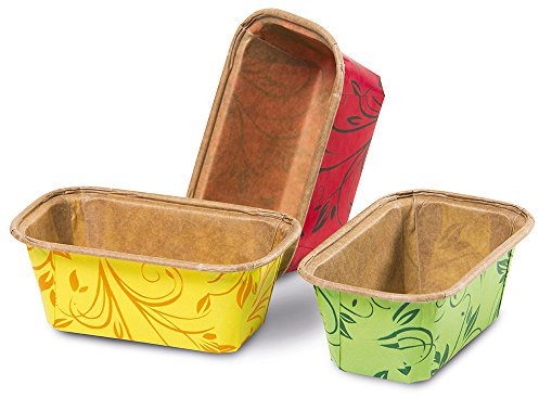 Guardini, Set di 6 stampi mini plumcake 8x4 cm, Monouso, Carta da forno, Colori assortiti, Made in Italy, Linea Easy Bake
