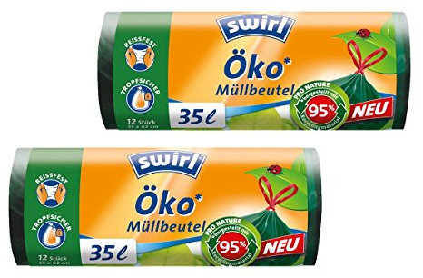 Swirl Öko Müllbeutel 35L 12 stk./ Rolle mit Zugband (2er Pack)