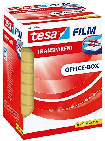 tesa tesafilm transparent - Transparentes Klebeband mit starker Haftung - alterungsbeständig und reißfest - 66 m x 15 mm - 10er Pack