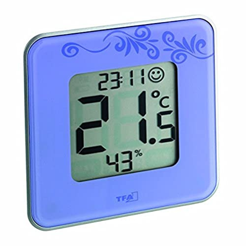 TFA Dostmann Style Digitales Thermo-Hygrometer, Innentemperatur, Luftfeuchtigkeit, Komfortzonen, für EIN gesundes Raumklima, (L) 105 x (B) 14 (41) x (H) 105 mm