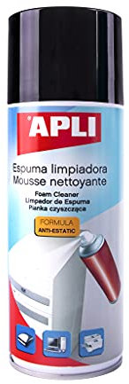 APLI 11300 - Espuma limpiadora multiusos 400 ml. Fórmula antiestática. Ideal para equipos informáticos