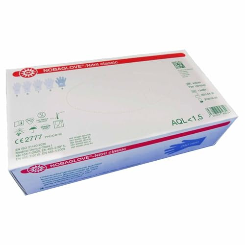100 Stück Einmalhandschuhe Nitril Noba , Farbe weiß Gr. Medium
