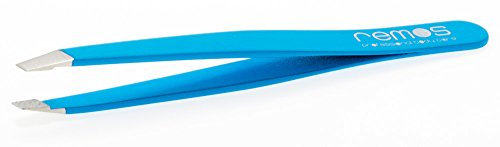 REMOS Pinzas para cejas, hechas a mano, de acero inoxidable, color azul