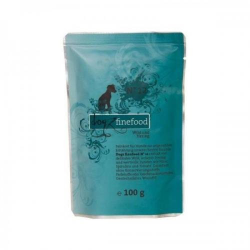 12 x Dogz finefood Beutel No. 12 Wild & Hering 100g, Nassfutter,Hundefutter