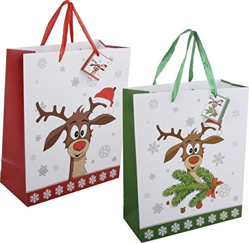 Michel Toys Geschenktüte Rentier Didi, Sortiert, ca. 26x32x12 cm, 1 Tasche