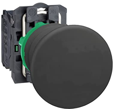 Schneider Electric Harmony XB5 - Push Button Switch, Plastic, 40 mm Mushroom, Spring Return, 1NO, 22 mm Mount, Unmarked, XB5AC21, Black