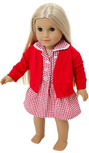 Dolls School Uniform in Red for 18 inch Dolls [35-45cm]such as Our Generation ,Design a Friend and 43cm Baby Born [DOLL NOT INCLUDED]