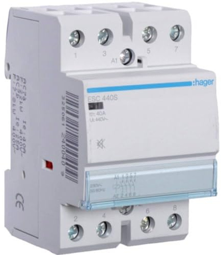 Hager-Esc440s-Silent Contactor, 40a, 4no, 230 V