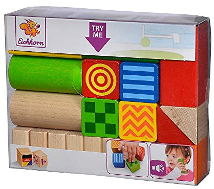 Eichhorn/Heros 100024253 - Baby Fühl- und Klangbausteine - mit Fühl- und Klangfunktion - 20 teilig - aus hochwertigen Buchenholz - Made in Germany
