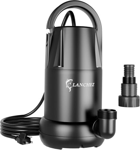 Lanchez Q5503 Bomba de Agua Sumergible, Bomba de Achique, Bomba de Desagüe de 3/8 HP, Flujo Máximo 2825 GPH, para Piscina, Jardín, Estanque, Sótano
