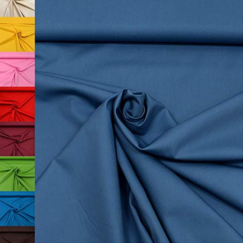 MAGAM-Stoffe Sophie Baumwollstoff Uni 100% Baumwolle Oeko-Tex Meterware 50cm (32. Rauchblau)