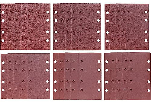 LUX Schleifstreifen-Set 93 mm x 185 mm Holz und Metall 30 Stück Körnung K40, K60, K80, K120, K180, K240 | Klett Schleifpapier für Schwingschleifer