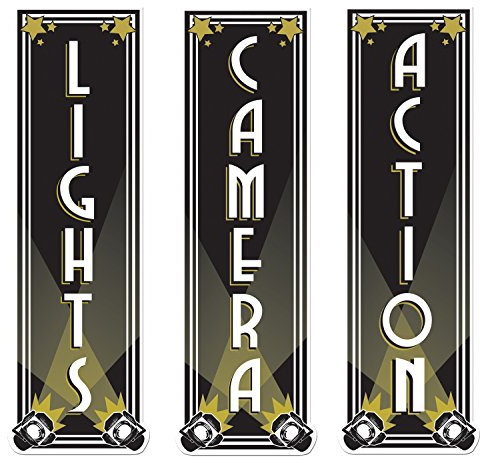 Beistle 54328 Lights, Camera, Action Cutouts, 19.25, 3 Pack
