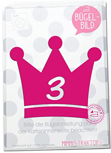 Bügelbild Krone Zahl 10,5 cm PINK Flockfolie Aufbügler Applikationen Bügelsticker für Stoffe Textilien Kinder zum Aufbügeln Flicken, Farbe:3