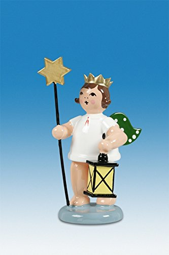 Rudolphs Schatzkiste Holzfigur Engel mit Stern Laterne und Krone Höhe 6cm NEU Holzengel Instrument Seiffen Erzgebirge Figur Dekoration Holzfiguren Weihnachten Fensterschmuck Spielzeug Deko