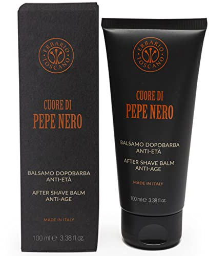Erbario Toscano, Balsam nach Bart, Anti-Alter, schwarzes Pfefferherz, 100 ml - Elastische und getönte Haut.