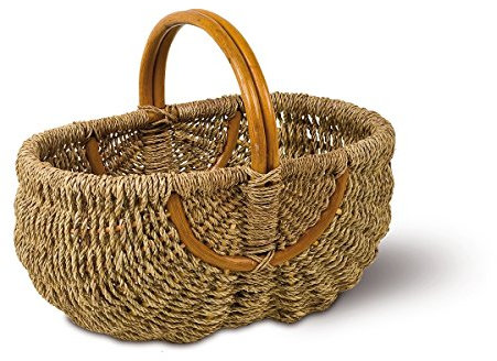 Einkaufskorb oval, natur, T 38cm x B 26cm x H 19/31cm