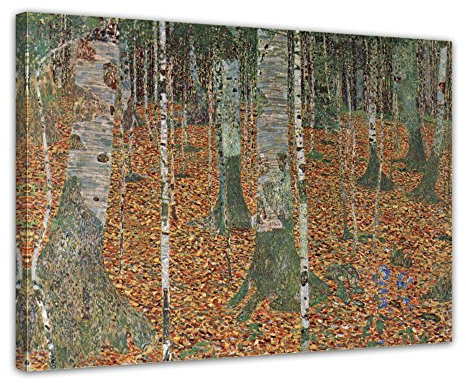 Bilderdepot24 Bild auf Leinwand | Gustav Klimt Birkenwald in 80x60 cm als Wandbild | Wand-deko Dekoration Wohnung alte Meister | 180158-80x60