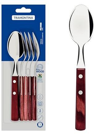 Tramontina Juego de 6 Cucharas de Té de acero inoxidable Polywood