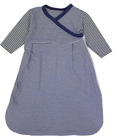 TupTam Langarm Innenschlafsack – Baby Schlafsack mit Ärmeln, Ganzjahresschlafsack aus Baumwoll-Jersey – Unisex, Farbe: Streifenmuster Dunkelblau, Größe: 86-92