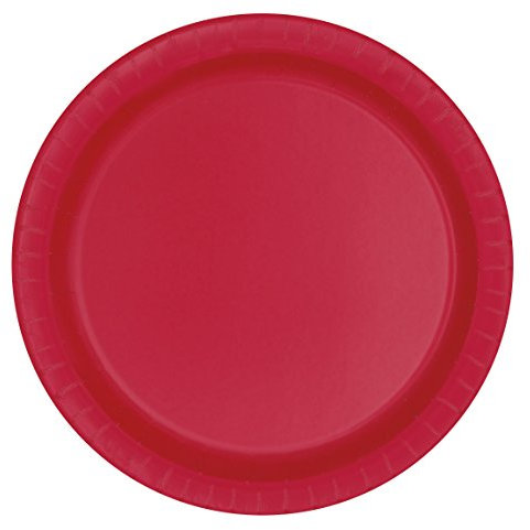 Unique Party - Platos de Papel - 17.1 cm - Rojo - Paquete de 8 (3124)