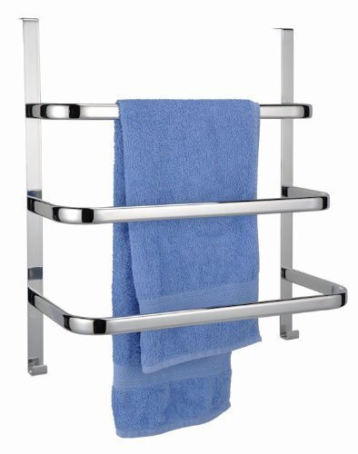 Spetebo Handtuchhalter für die Tür mit 3 Stangen und 2 Haken - verchromt