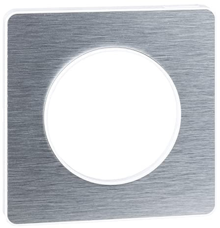 Schneider Electric - Odace Touch, plaque Aluminium brossé avec liseré Blanc 1 poste - S520802J