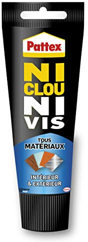 Pattex Ni Clou Ni Vis(tube de 142 g) Fix Multi Matériaux Intérieur et Extérieur, colle de fixation, colle forte tous supports, mastic blanc