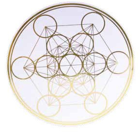 Berg Meditations-Zubehör - Goldfarbener Metatrons Würfel Aufkleber, Haftfolie, für Glas, Metall, Wand, Modern, Floral, 18 cm, 1 Stück