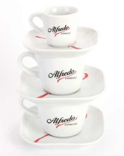 Alfredo Kaffeetassen-Turm für Espresso, Cappuccino & Milchkaffee - Keramik, Klassiker, Rot, 6 Teile, Zuhause