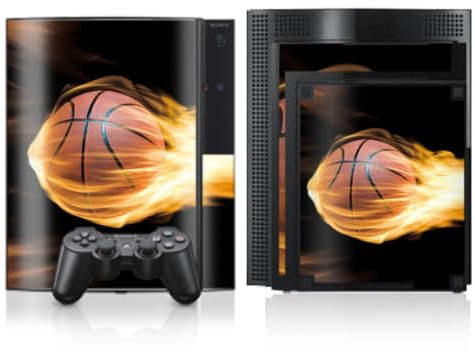 DeinDesign Skin kompatibel mit Sony Playstation 3 Folie Sticker Basketball Feuer Sport