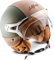 SOXON® SP-325 Urban „Green“ · Jet-Helm · Motorrad-Helm Roller-Helm Scooter-Helm Moped Mofa-Helm Chopper Retro Vespa Vintage · ECE 22.05 Visier Leather-Design Schnellverschluss Tasche XS (53-54cm)