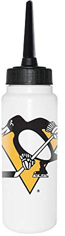 Sherwood NHL Trinkflasche 1000 ml, Pittsburgh Penguins, Eishockey Trinkflasche, Sportflasche mit NHL Club Logo, biegsamer Silikon-Trinkhalm