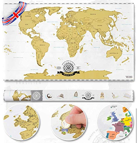 Scrape Off World Map Deluxe - Personalized Travel Map Poster XXL Wall Decoration