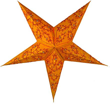 GURU SHOP Faltbarer Advents Leucht Papierstern, Weihnachtsstern 60 cm - Platon Orange, Papiersterne 60 cm