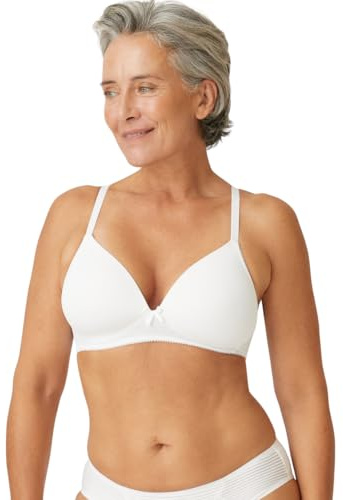 Naturana® Soft-BH ohne Bügel mit Schale [Cup A-D] Optimaler Sitz & maximaler Halt Dank Schnittführung & Breiten Trägern I T-Shirt BH I BH Damen ohne Bügel I BH bügellos 75 Weiss D