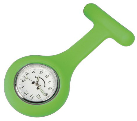 Tiga-Med Schwesternuhr - 09-6005 - Silikonuhr Smiley grün- mit Nadel